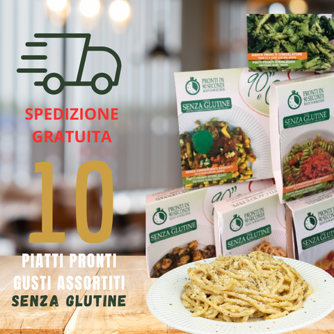 Boîte Maxi avec 10 entrées italiennes sans gluten prêtes à manger | 10 paquets à partir de 300g